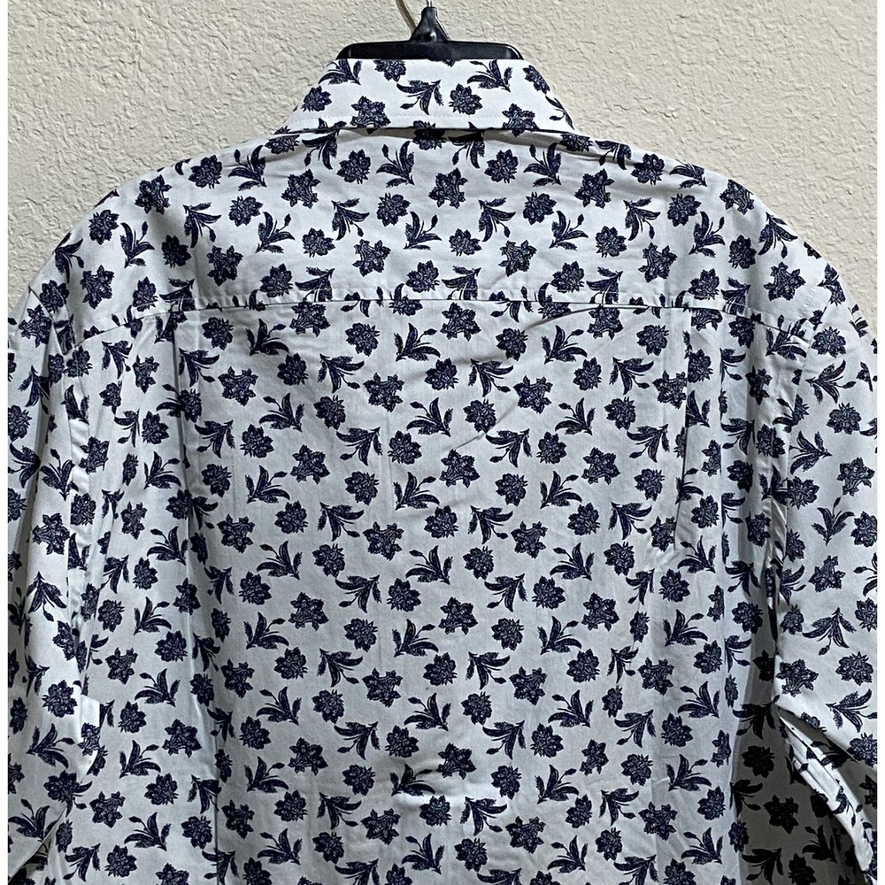 Club Room Men's Size Small Long Sleeve Button Up Shirt Blue Floral Pattern NEW - Picture 6 of 13
